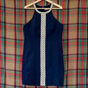 Lilly Pulitzer Women's Navy / Gold Sasha Halter Shift Dress Size 10
